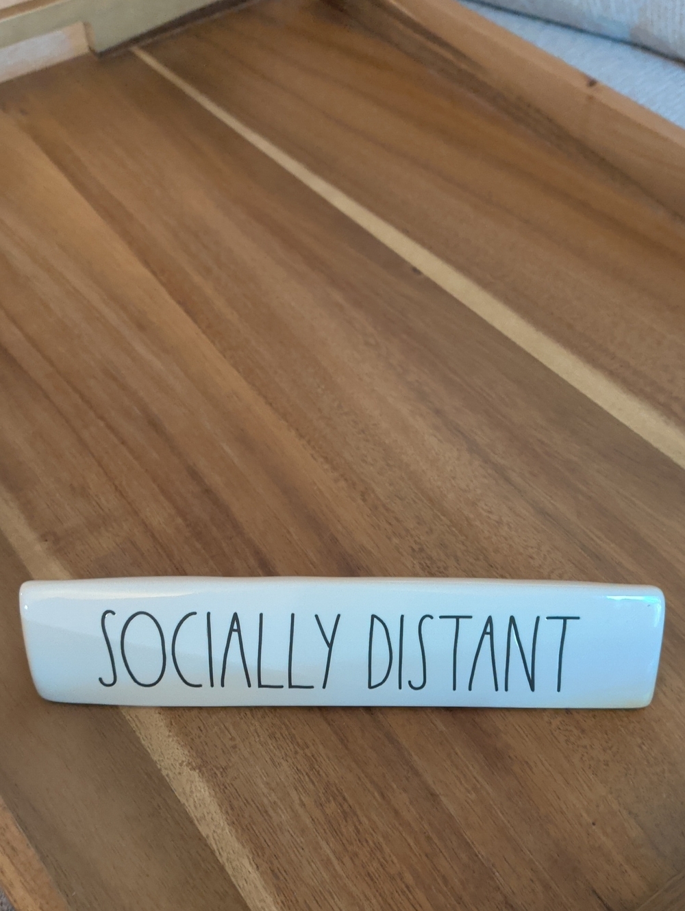Rae Dunn "Socially Distant" Ceramic Desk Sign / Paperweight by Magenta